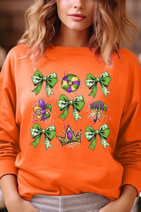Cre8ed2luv's Mardi Gras Graphic Multi Bow Sweatshirt