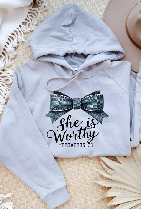 Cre8ed2luv's She is Worthy Proverbs 31 PLUS Graphic Hoodie