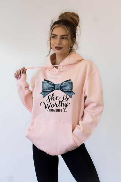 Cre8ed2luv's She is Worthy Proverbs 31 Graphic Hoodie