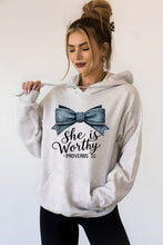 Load image into Gallery viewer, Cre8ed2luv&#39;s She is Worthy Proverbs 31 Graphic Hoodie