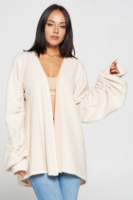 Soft Landing Cute Fuzzy Open Front Cardigan