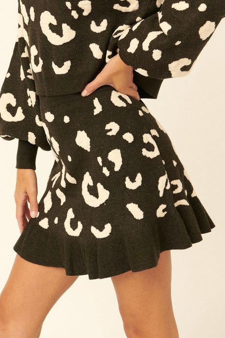 Wild About You Leopard-print Knit Mini Skirt (Black)