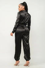 Load image into Gallery viewer, Shining Honor Zipper Pocket Satin Jumpsuit (Black)