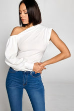Load image into Gallery viewer, Wild Card Ladies One-shoulder Top (White)