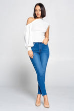 Load image into Gallery viewer, Wild Card Ladies One-shoulder Top (White)
