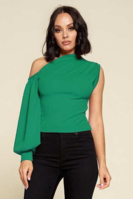 Wild Card Ladies One-shoulder Top (Green)