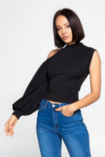Load image into Gallery viewer, Wild Card Ladies One-shoulder Top (Black)