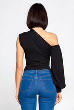 Load image into Gallery viewer, Wild Card Ladies One-shoulder Top (Black)