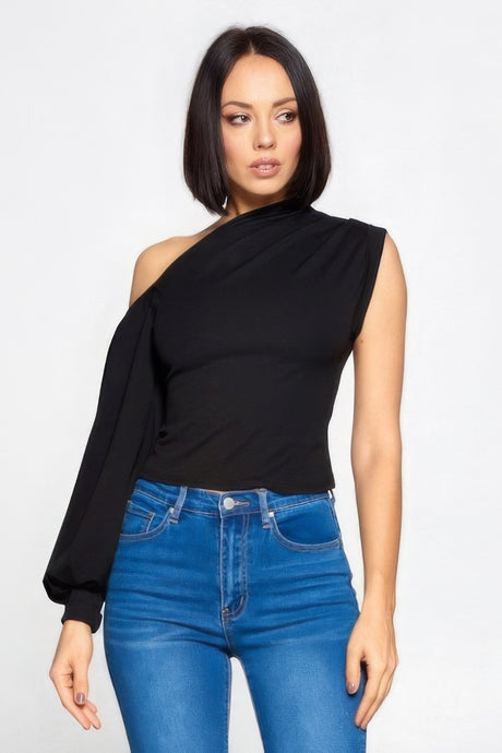 Wild Card Ladies One-shoulder Top (Black)