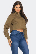 Load image into Gallery viewer, Written In the Stars Rhinestone Embellished Denim Button Down (Olive)