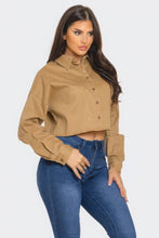 Load image into Gallery viewer, Written In the Stars Rhinestone Embellished Denim Button Down (Taupe)