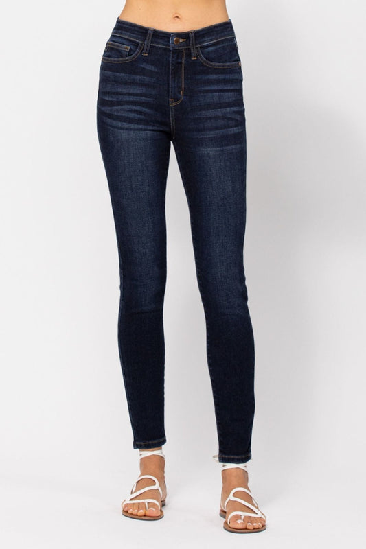 High Rise Skinny Jeans with Handsanding By Judy Blue