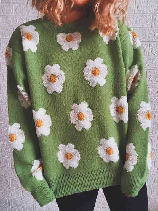 Cre8ed2luv's Floral Round Neck  Sweater
