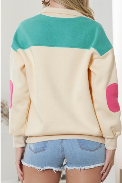 Cre8ed2luv's Pastel Color Block Half Snap Drawstring Sweatshirt