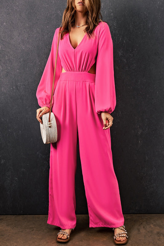 Cre8ed2Luv’s Good Time Comin’ Balloon Sleeve Plunge Jumpsuit