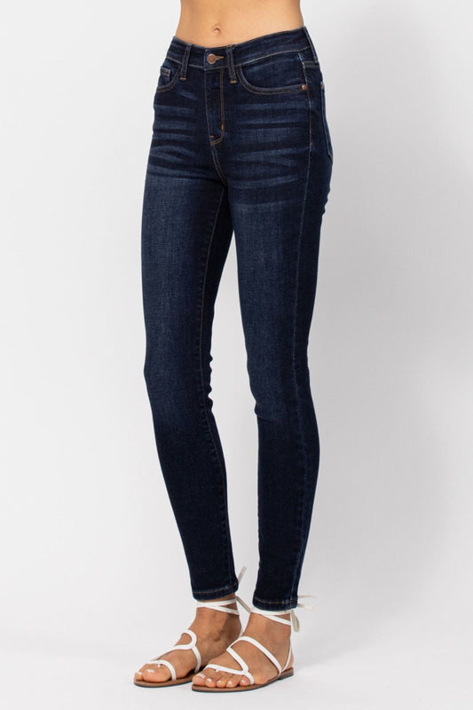 High Rise Skinny Jeans with Handsanding By Judy Blue