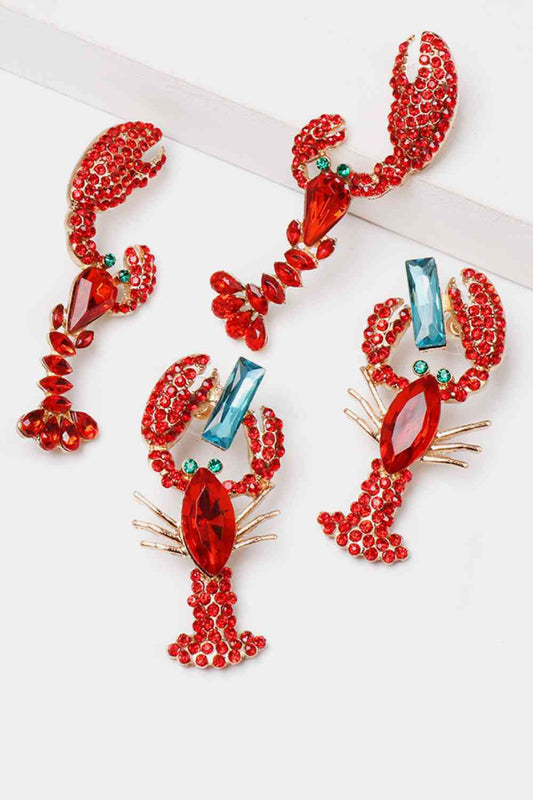 Cre8ed2luv's Lobster Shape Glass Stone Dangle Earrings