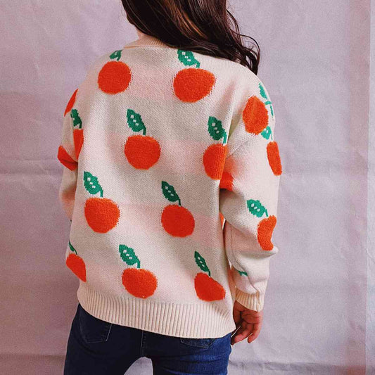 Cre8ed2luv's Fruit Pattern Turtleneck Dropped Sweater
