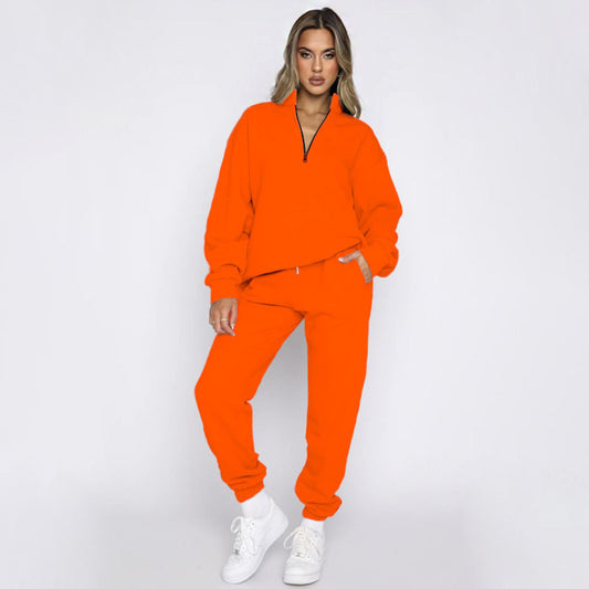 Cre8ed2Luv’s Stand-Up Collar Zipper Pullover Sweatshirt & Tie Pants Lounge Set