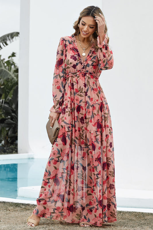 Cre8ed2Luv’s In Full Bloom Frill Trim Maxi Dress